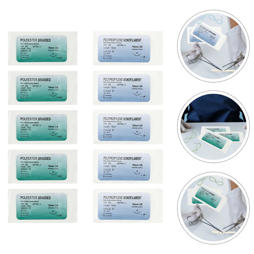 10Pcs Medical Teaching Suture Training Tools with Suture Needles Sewing Kit (Assorted Color) used sewing kit