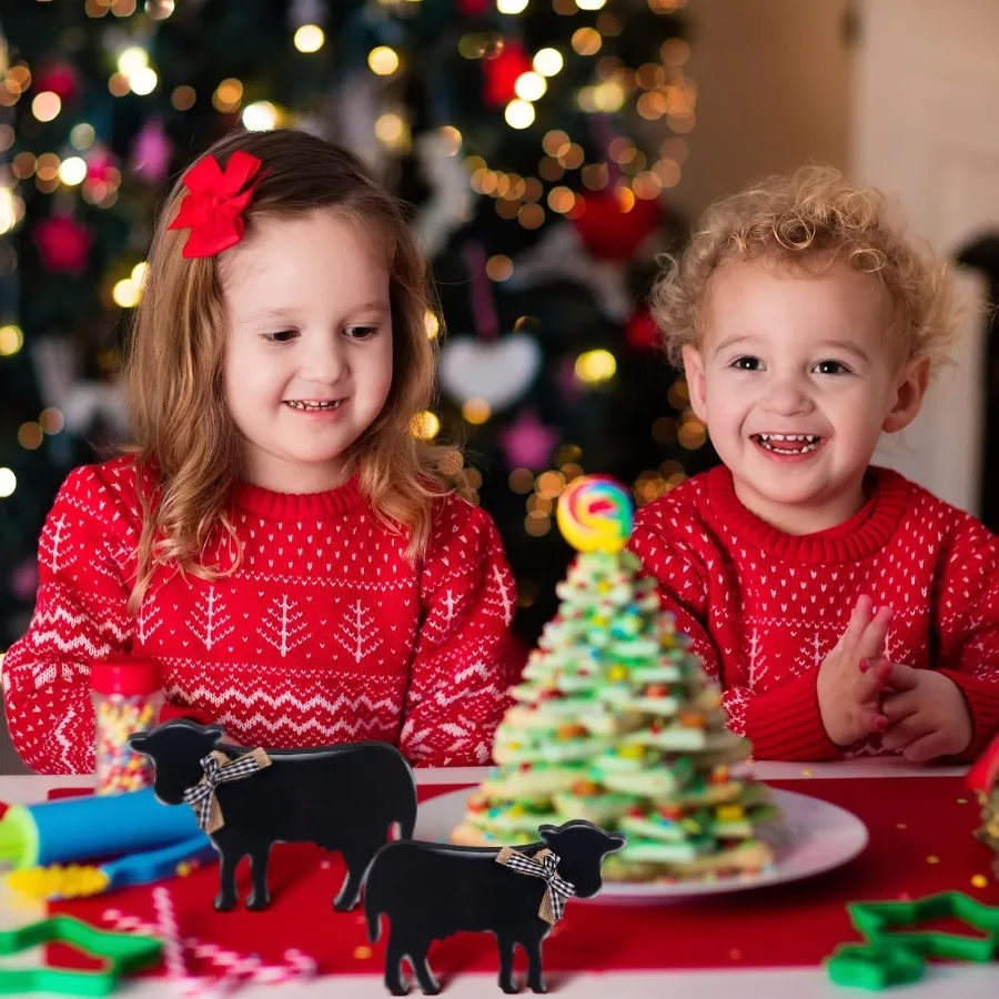 3 pçs de madeira vaca decoração de mesa de natal fazenda estatuetas de vaca decoração para cozinha prateleira ocidental país decorações de natal f