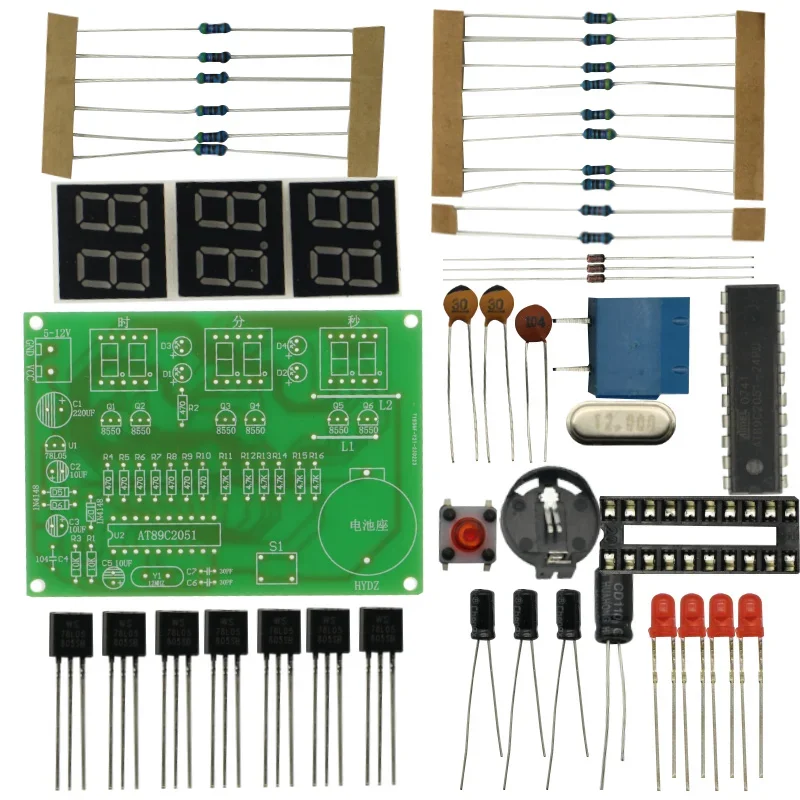 

DIY Kit Module 9V-12V AT89C2051 6 Digital Tube LED Electronic Clock Parts Components Suite Diy Electronic PCB Board