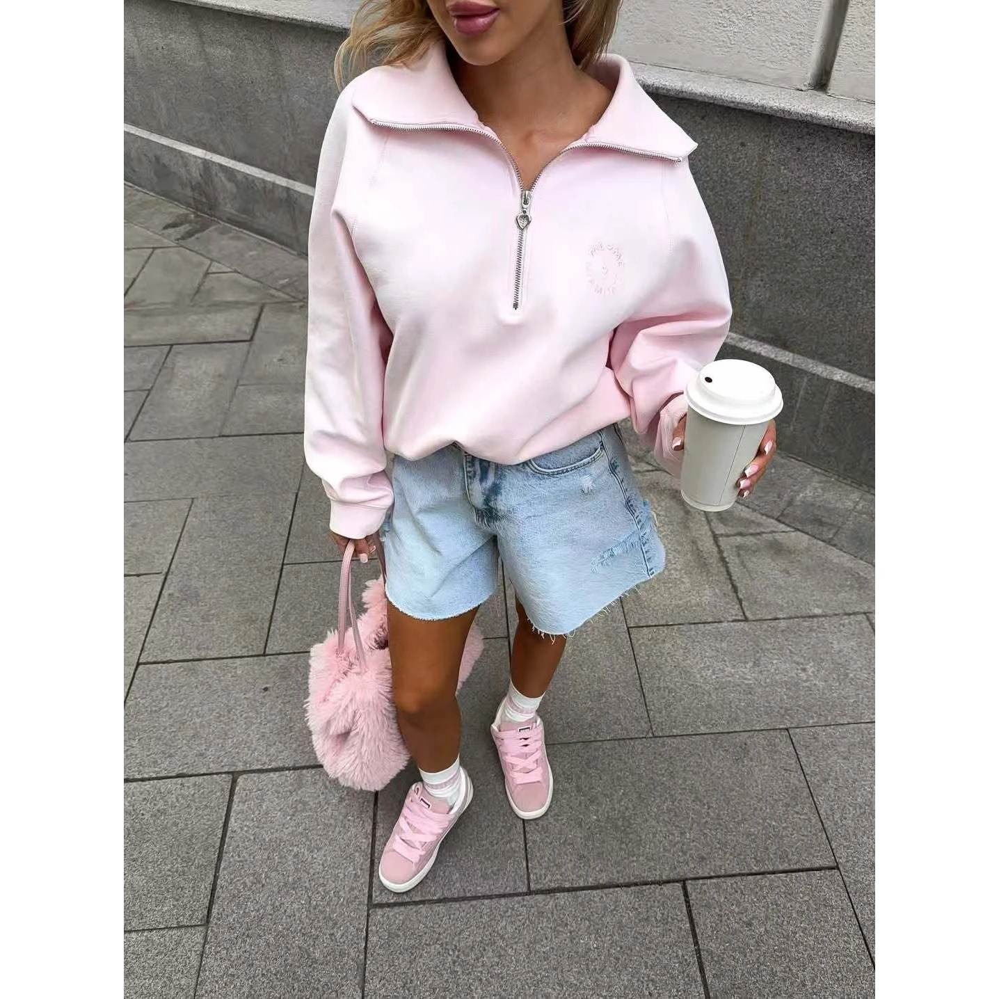 Faionable-Sudadera con capucha larga informal para mujer, Top con estampado de cremallera f, ropa de calle cómoda, colección de otoño