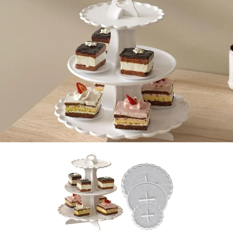 

LX9D Resin Casting Mold Silicone Epoxy Craft 3 Tiers Stand For Dessert Display Tray