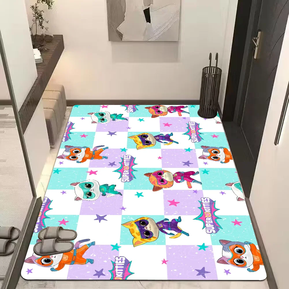 Junior Super Kitties Pattern Room Mats Washable Non-Slip Living Room Sofa Chairs Area Mat Kitchen Alfombra