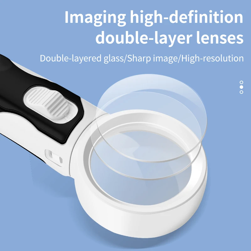 LUXIANZI 30X/40X Handheld Magnifier HD Glass Lens Optical for Seniors Repair Reading Tool With LED Illuminated Jewelry Loupe