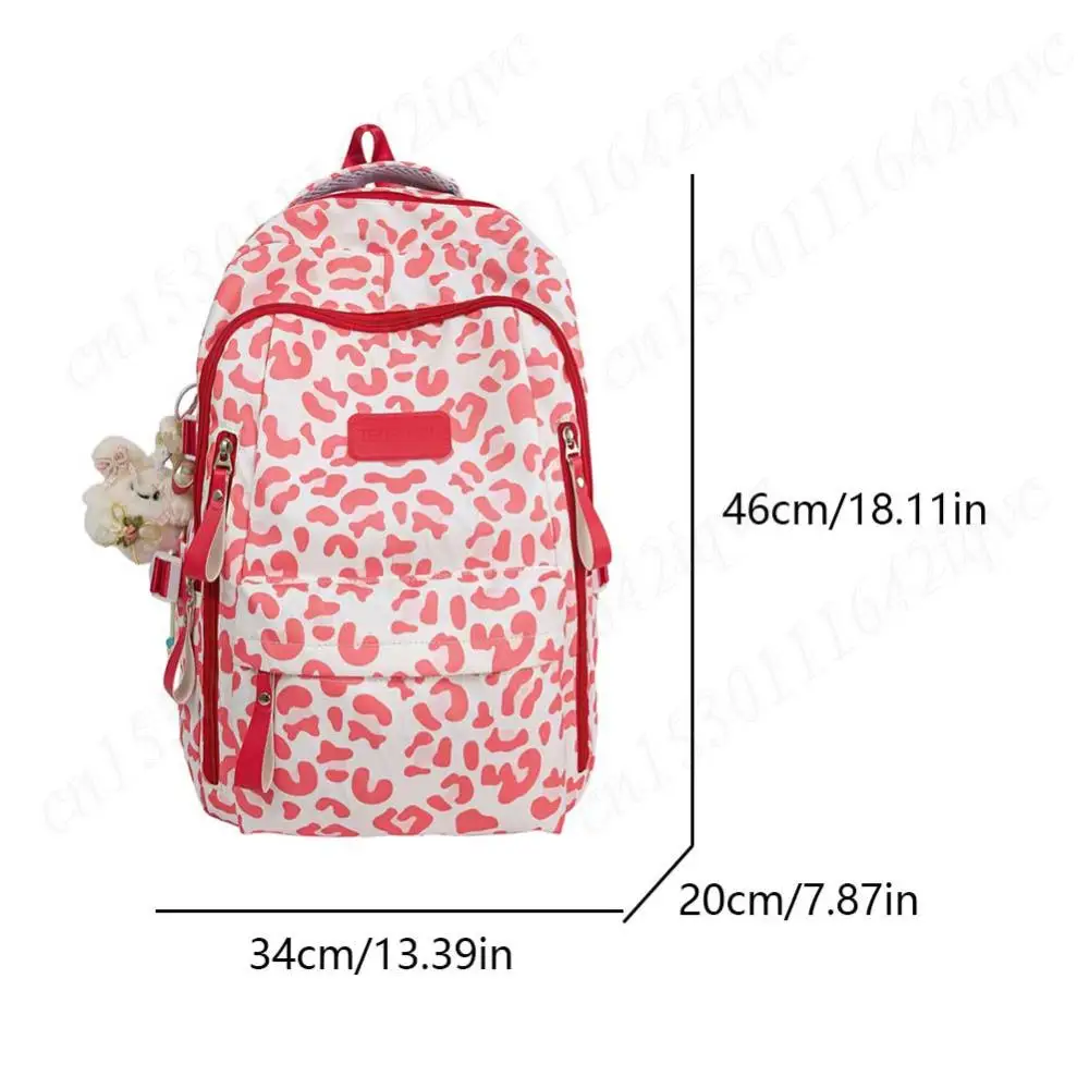 حقيبة كمبيوتر محمول بطبعة الفهد خفيفة الوزن من النايلون حقيبة مدرسية متوسطة الاتجاه لطلاب الجامعات الثانوية حقيبة كتب كبيرة للسفر على ظهره #6