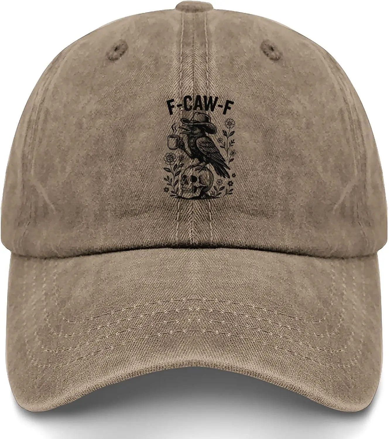 Vintage FCawF Gotycki Kruk z Dzikimi Kwiatami Czarny Ptak Kruk Kapelusze Męskie Niskie