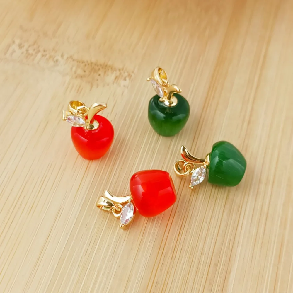 

Cat's Eye Accessories 14K Gold-plated, Zircon Apple Pendant Earrings, Handcrafted DIY Jewelry Accessories