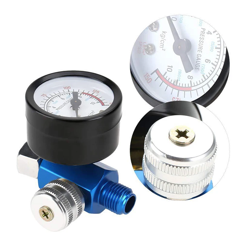 

1/4" Spray Paint Gun Air Pressure Regulator Pressure Gauge Pneumatic Tool Accessory