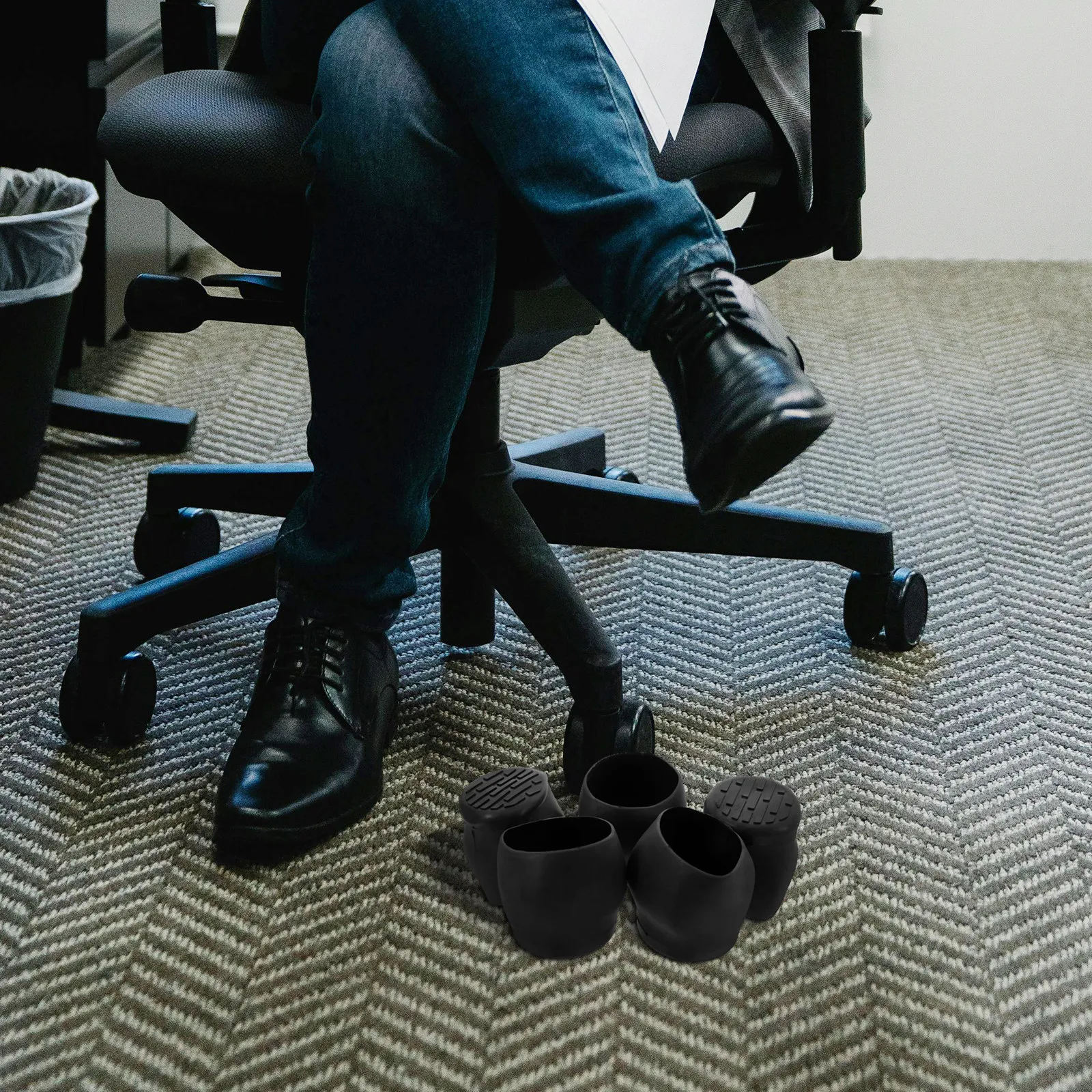 5Pcs Plastic Chair Leg Caps Universal Fit for Desk Chairs 360 Rotation Smooth Glide Floor Protector Chair Legs Replacement