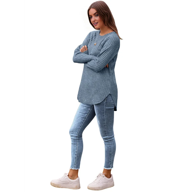 

AG-Long Sleeve Shirts For Women Tunic Tops For Women Loose Fit Dressy Crew Neck Pullover Basic Sweaters For Women