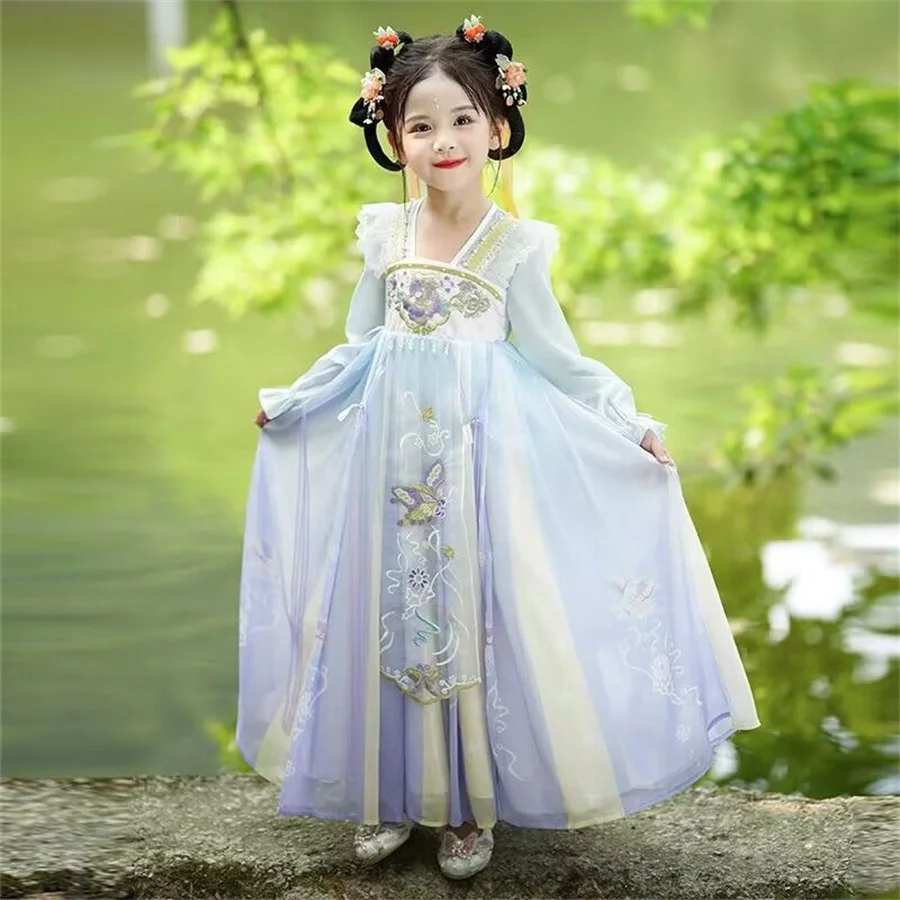 Chinese Hanfu Vestido Meninas Traje Crianças Manga longa Fairy Cosplay Traje Dança Verão Hanfu Vestido Para Crianças Meninas