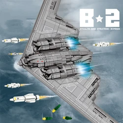 2063PCS B-2 Ghost Strategic Bomber Building Blocks Air Force Fighter Model Bricks Collection Display DIY Toys For Kids Idea Gift