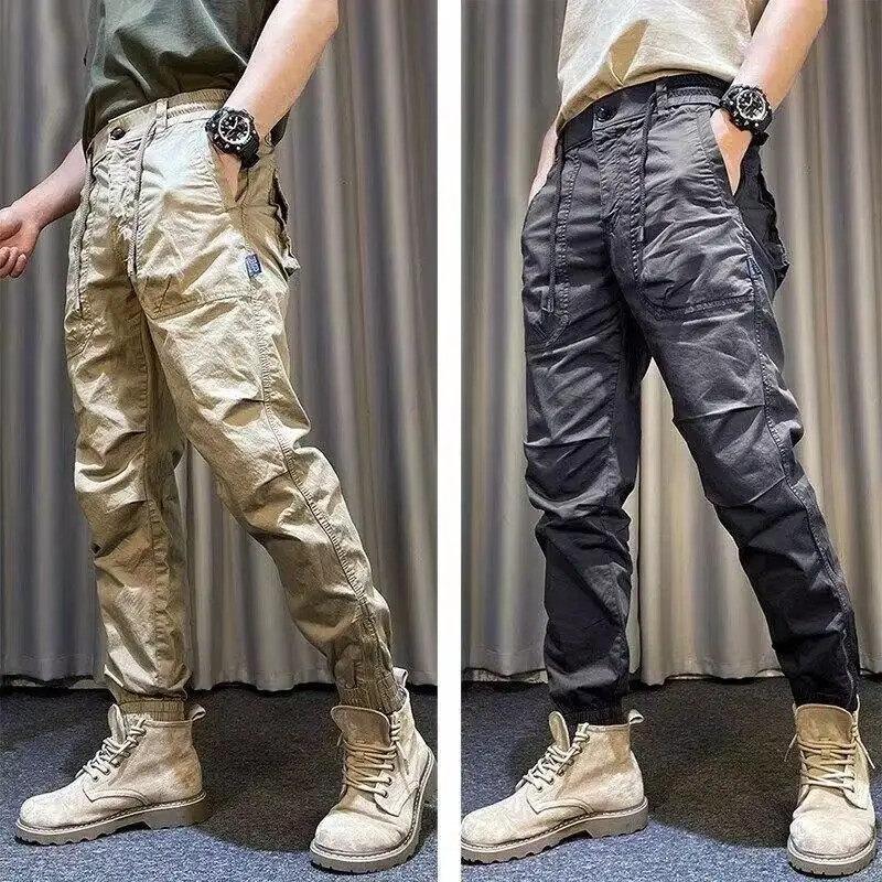 Autumn and Winter Heavy Trendy Overalls Men's Pants Multi-pocket Loose and Thin Casual Tactical Menswear Clothing Baggy Pants
