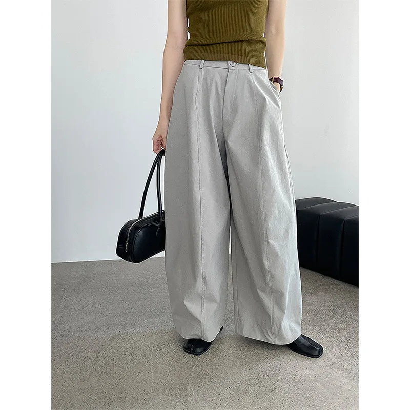 

Корейские свободные брюки Taochuan с широкими штанинами, повседневные, женские, с высокой талией, прямого кроя, осенние, модные, больших размеров, стройнящие