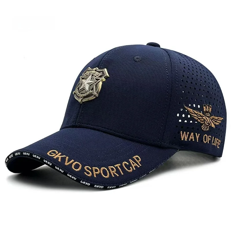 GKVO Men's Fashionable Breathable Baseball Cap Sunshade round Crown Mesh Material Five-Pointed Star Hat Summer Sportswear