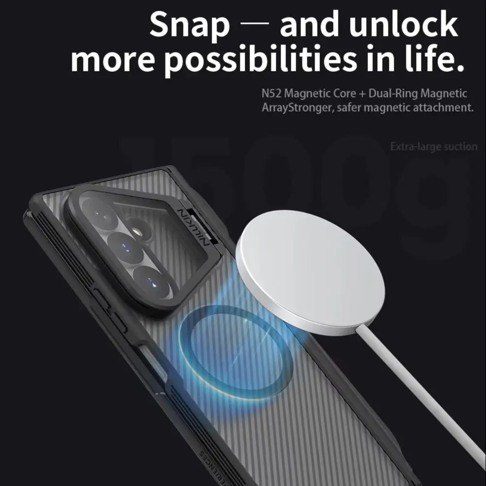 NILLKIN for Samsung Galaxy Z Fold 8 Ultra (With S Pen) MagSafe Case Holder Clear Lens Kickstand Hinge TPU+PC Shockproof Cover