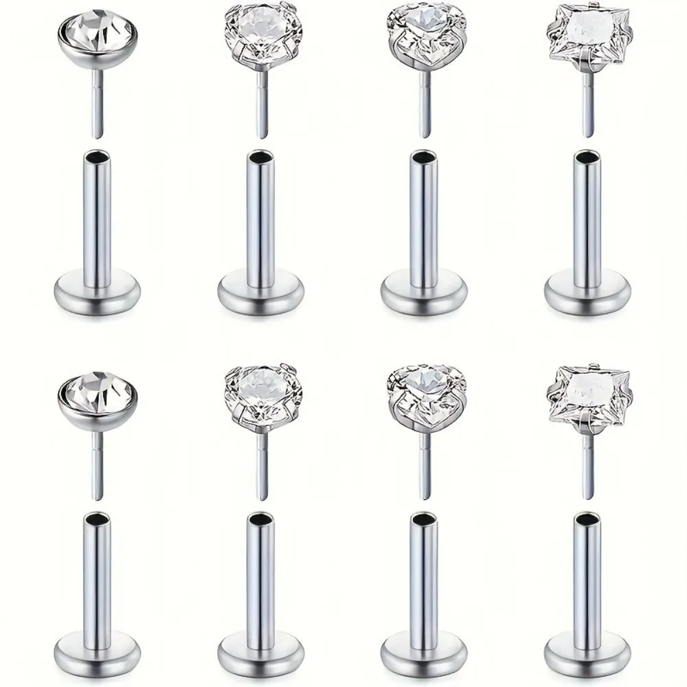 8 قطعة/الحزمة الفولاذ المقاوم للصدأ القلب جولة تشيكوسلوفاكيا الشفاه ترصيع ل الغضروف الزنمة Labret الثقب مجوهرات للجسم لارتداء اليومي #1