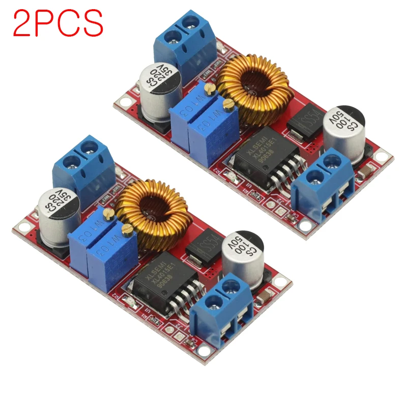 2pcs XL4015 5A DC-DC Step-Down Power Module LED Driver for Li Battery Charging Constant Current Voltage Red Board