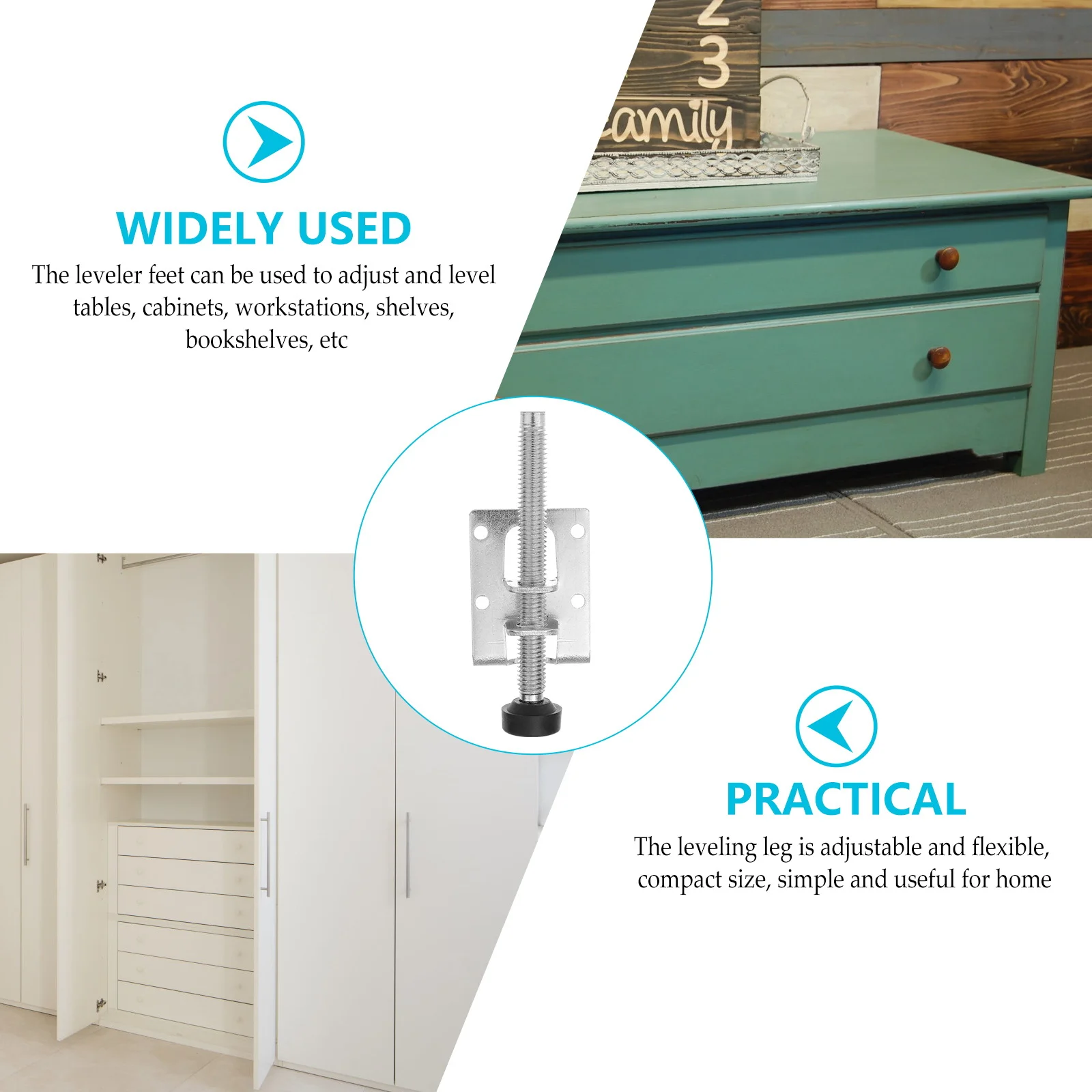 4 Pcs Wardrobe with Adjustable Legs Furniture Glides Corner Bracket Leveling Feet Machine