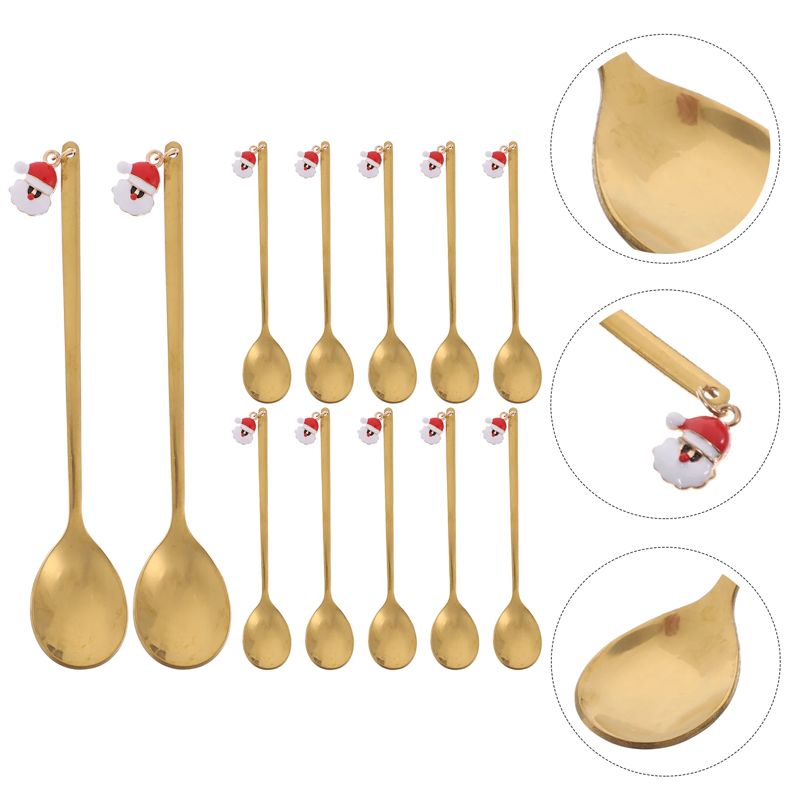 

12 Pcs Christmas Decor Spoon Stainless Steel Spoons Decorative Cake Golden