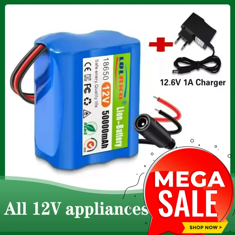 Durable high capacity 3S2P 12V 50Ah 18650 lithium-ion rechargeable battery with Bms lithium battery pack protection board