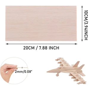 Folhas de madeira Balsa para DIY Craft Project, Grossa, Dura, 100mm, 200mm, 300mm de comprimento, 100mm, 1-8mm, 5 PCs, 10PCs 12 principais vendas tronco madeira decorativo - №8