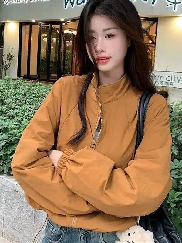 

Summer Stand Collar Cropped Sunscreen Jacket for Women, Loose Casual Outdoor Breathable Cool Feeling Sunscreen Short Outerwear