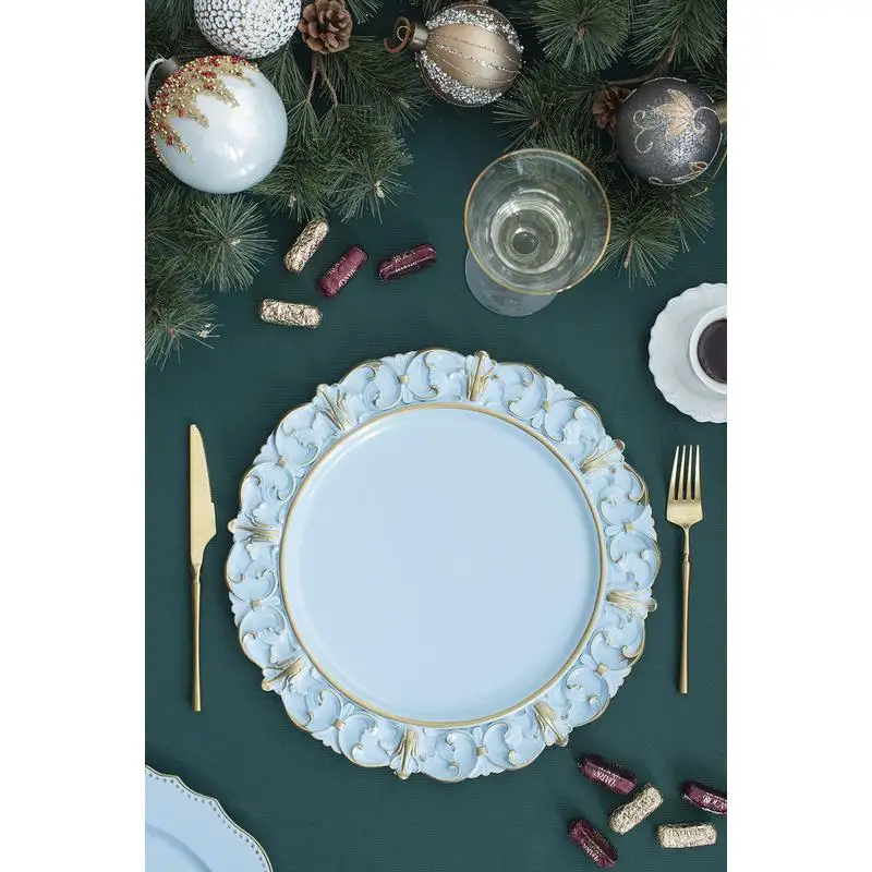 

6 Pack 14 Inch Plastic Charger Plates - Elegant Table Decor for Weddings, Parties, and Events