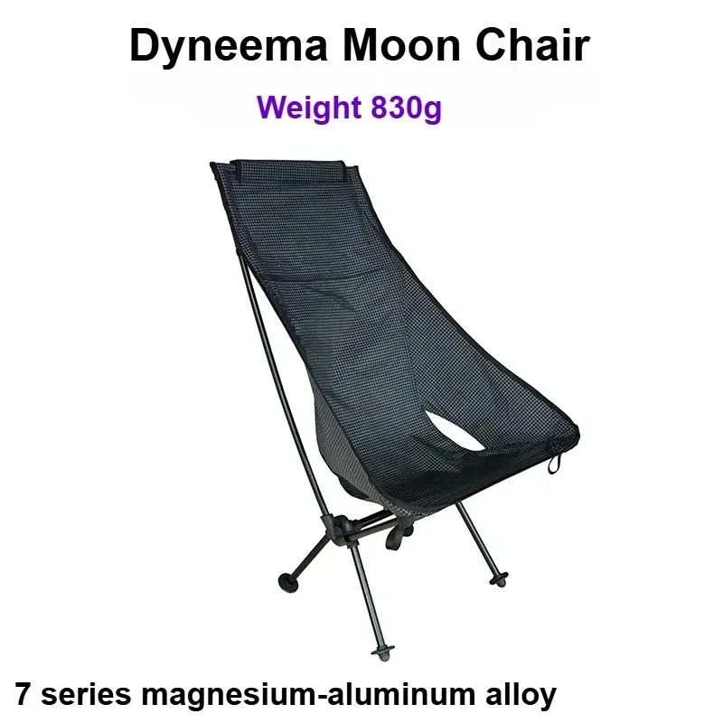 830g zero encosto alto dyneema lua cadeira de acampamento xgrip xadrez tecido 7 séries superior magnésio liga alumínio ultraleve cadeira dobrável