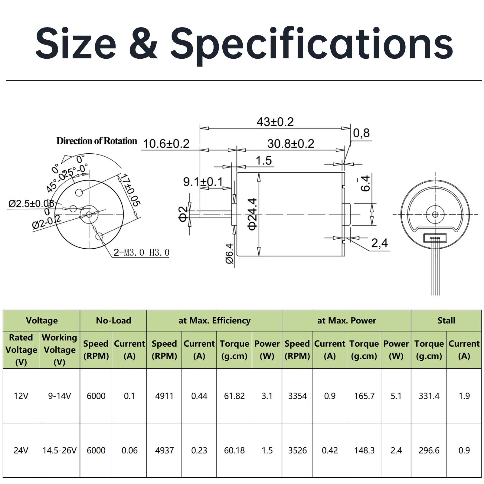 R2430 Brushless Motor 12V/24V 6000RPM High Speed BLDC Motor Mini Silent DC Motor for DIY Project / Automated Equipment