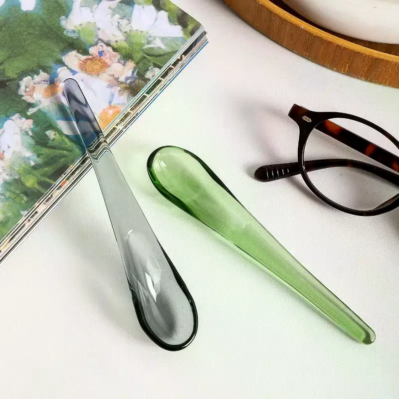 Adaptable Kitchen Tool Glass Spoon Handmade Colored Coffee Ergonomic Handle Heat-resistant Stirring