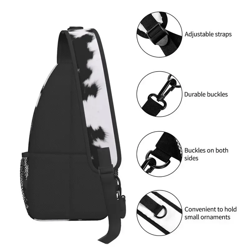 Bolso moderno de piel de vaca de imitación para hombre, bandolera con textura de piel de Animal, mochila de hombro para ciclismo y Camping