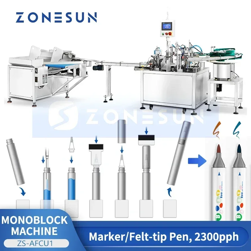 Zonesun ZS-AFCU1 Tappatrice per riempimento Tappatrice per imballaggio monoblocco con macchina smistatrice