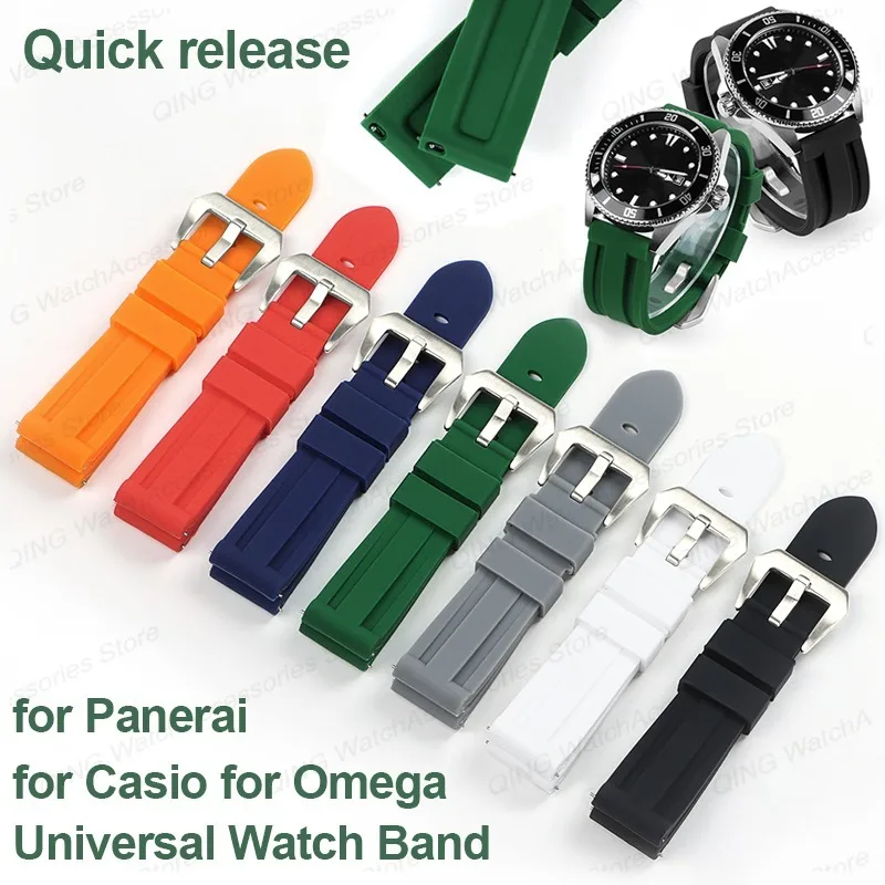 Correas de silicona para reloj Universal Panerai para Casio, pulseras deportivas para hombres y mujeres, correa de repuesto de goma de 22mm, 24mm y 26mm