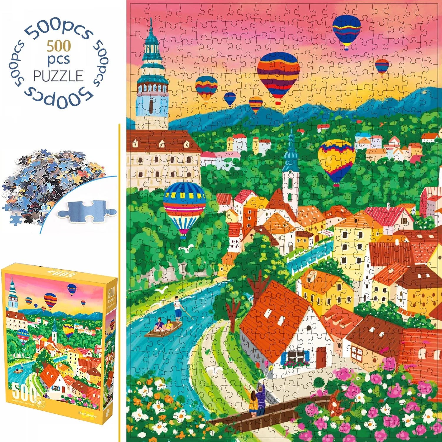 500 قطعة من ألغاز الصور المقطوعة على مهل المدينة المخملية للبالغين ألعاب ديكور المنزل ألعاب تعليمية ممتعة للعائلة للأطفال