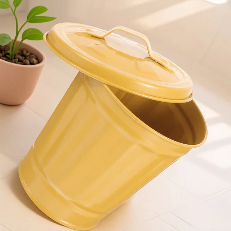 

Metal Desk Trash Can With Lid Vintage Small Garbage Container For Office Home Bathroom Desktop Waste Basket Pen Holder