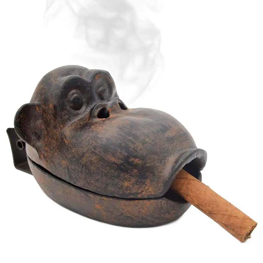 

Ashtrays, Outdoor Ashtray with Lid Cigarette Holder Cigar accessories Ash Tray for Patio Indoor Home Decor Cast Iron Monkey, Bes