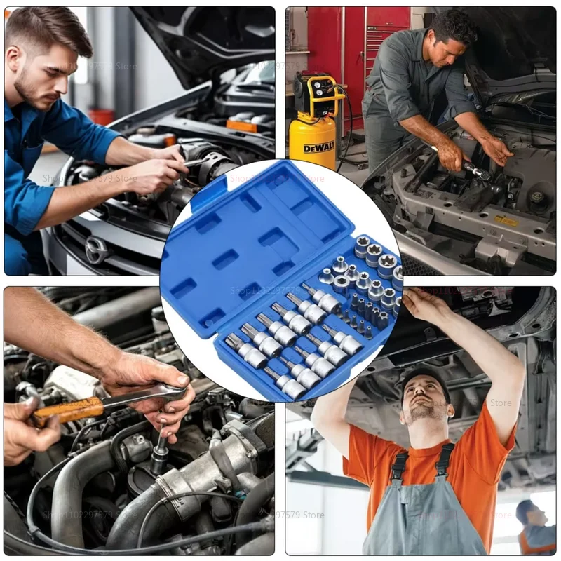 34 قطعة عالية الجودة توركس ستار مآخذ ومجموعة بت لقم الأمن الإلكتروني محرك أداة محمولة لإصلاح السيارات ومشاريع ذاتية الصنع