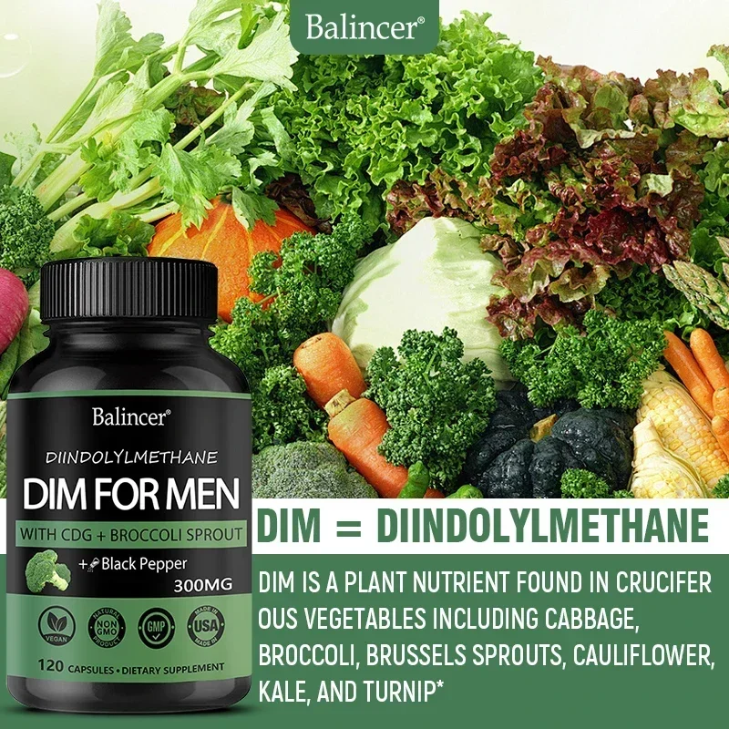 Men\'s DIM Complex Diindolylmethane Supplement - Enzyme Inhibitor for Liver Health, Lowering Cholesterol, Detoxification