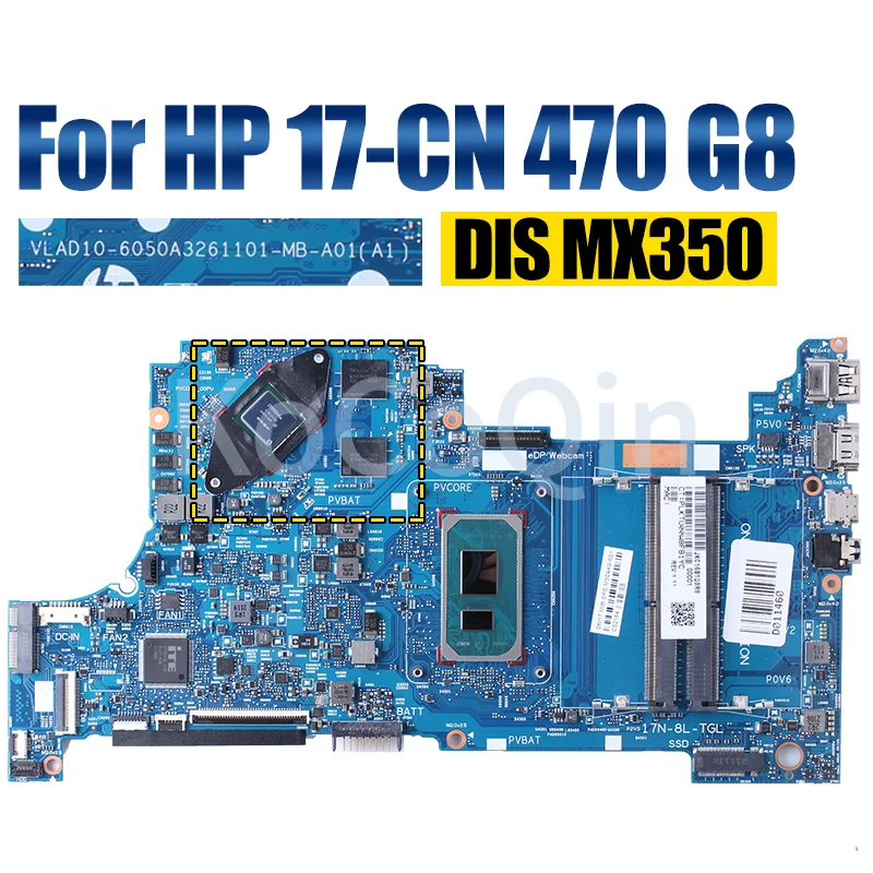 Imagem -04 - Placa-mãe Portátil para hp 17-cn 470 g8 Notebook Mainboard 6050a3261101 Ouro 7505 i3 i5 i7 10th Gen Mx350 M50445601 M83252-601