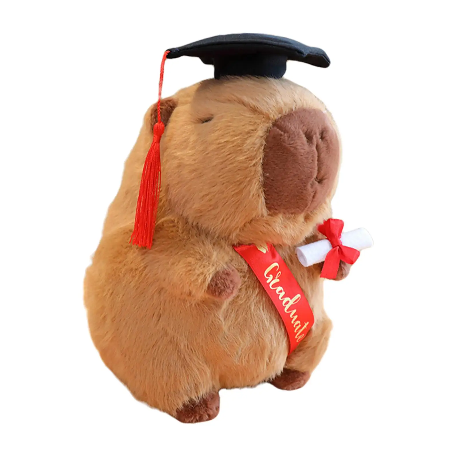 Adorable Graduation Capybara Figure Plush Toy Simulation Stuffed Animal for Home Decor Collectible Doll Gift for Friends Family