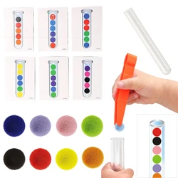 Toddler Fine Motor Skill Toy Montessori Preschool Early Educational Test Tube 40 Colorful Plush Balls Sorting Games Children Toy