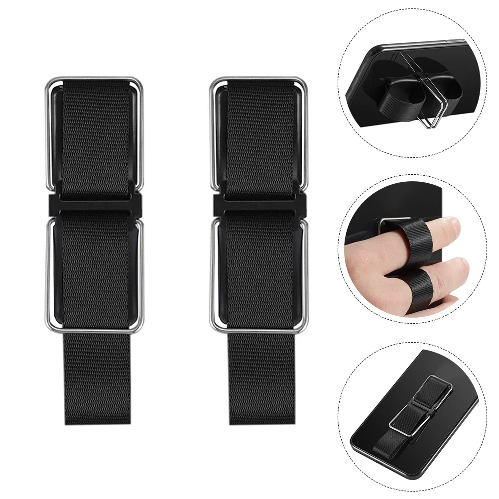 2 Pcs Mobile Phone Case Holder Secure Grips Black Gift Finger Braided Strap Comfortable Non Desk Phone Rack Compatible