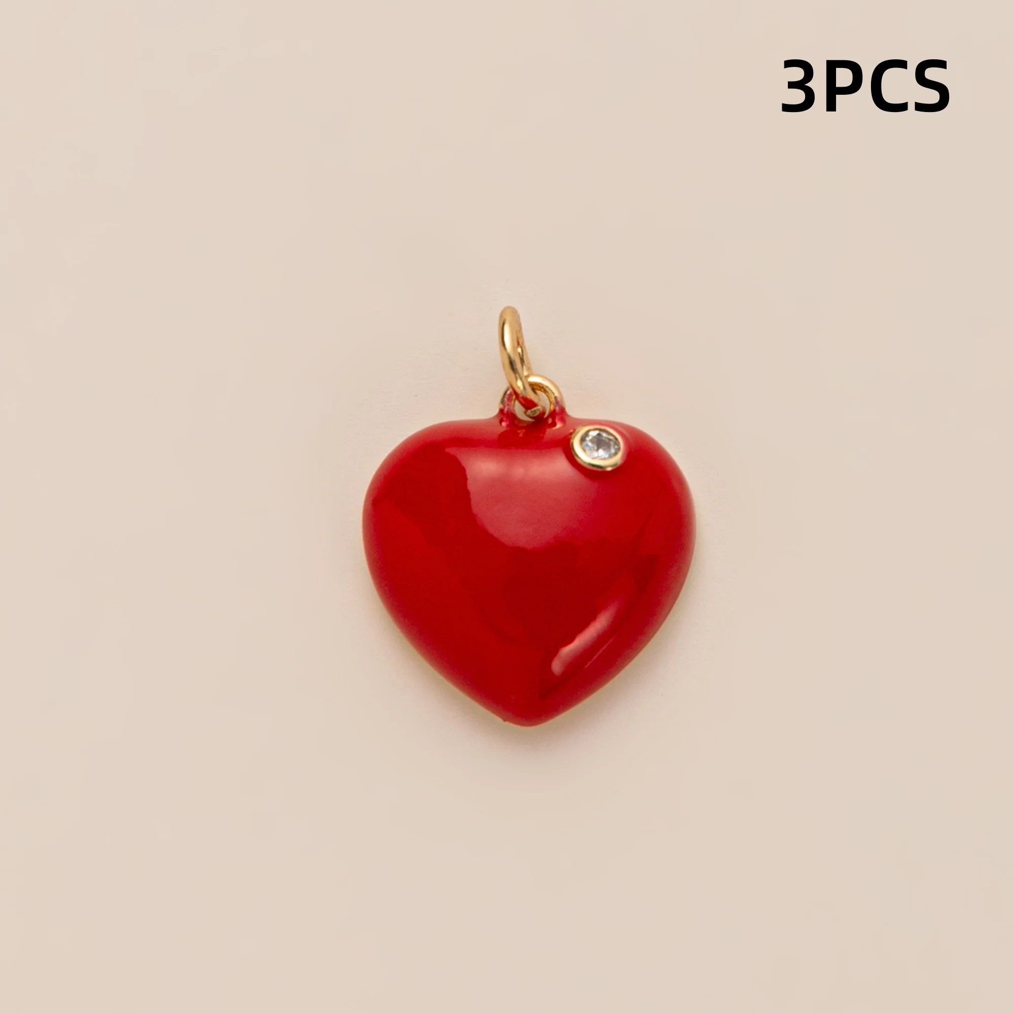 3 Stück Dopamin-Anhänger im modischen, farbenfrohen Apfel-Herz-Design zum Selbermachen für Schmuck. – Detail 5