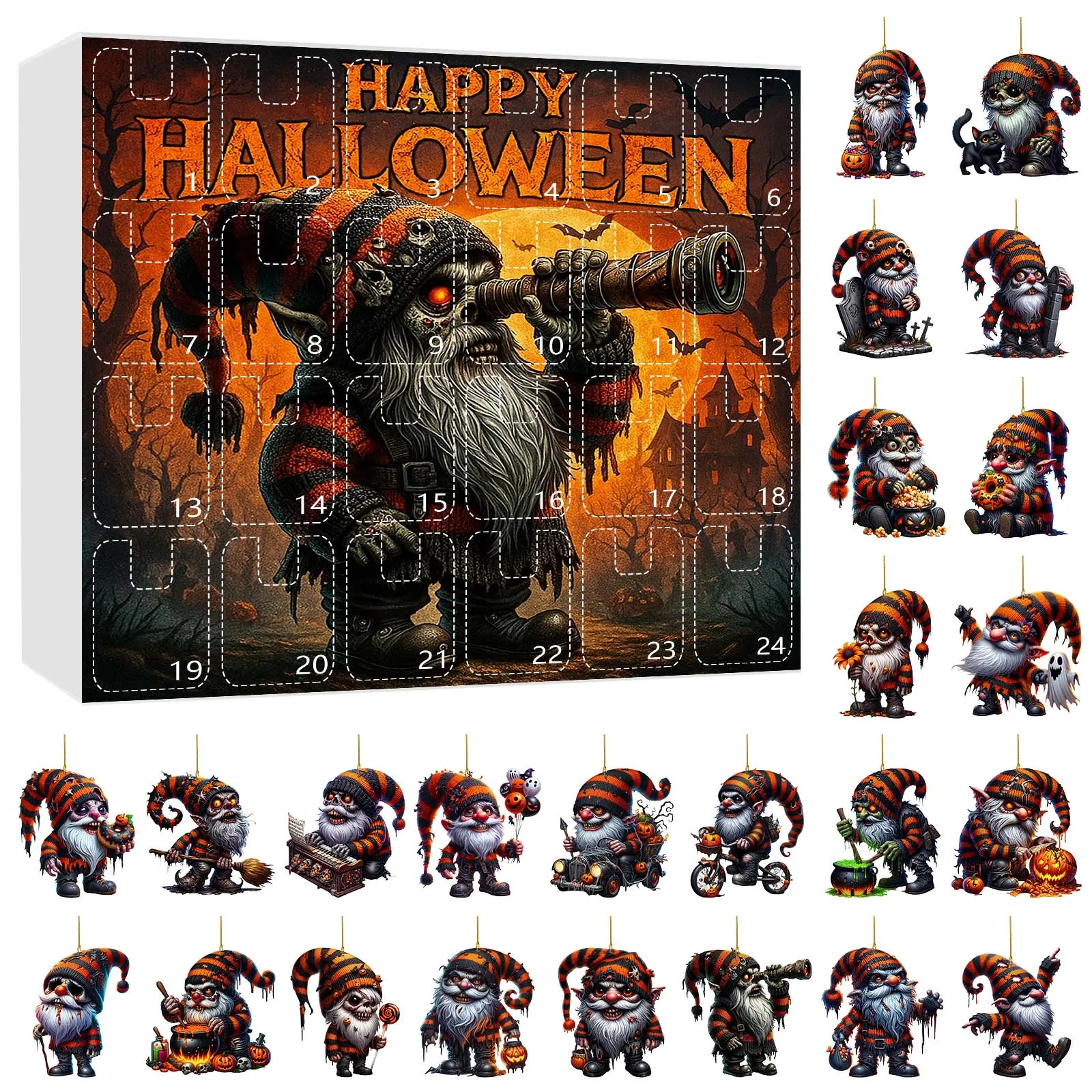 Horloge numérique minuterie enfants Halloween nain arrivée calendrier 24 jours Halloween compte à rebours montre terrifiante avec chronomètre et minuterie