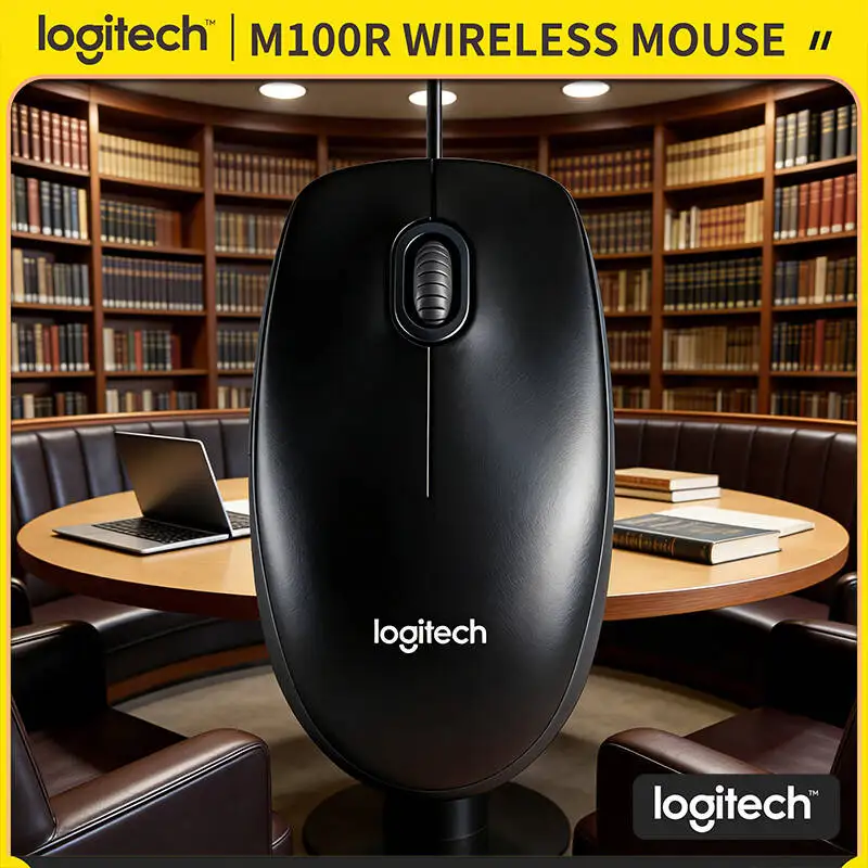

Reliable Logitech M100R Optical Wired Mouse 1000DPI Tracking Plug Play Design Ergonomic Grip for Office Home School Computer
