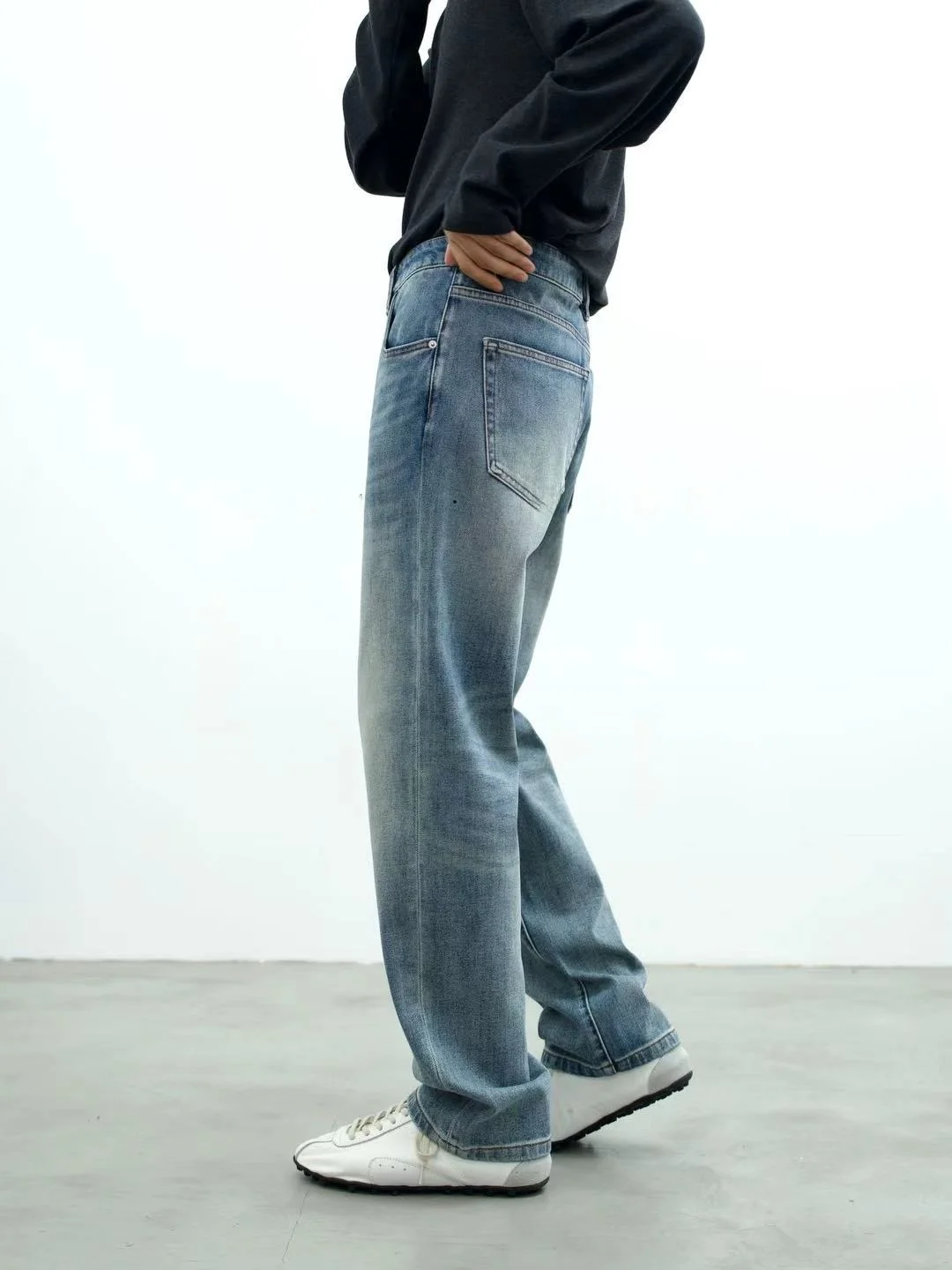 

Мужские джинсы в стиле ретро-американский винтаж, прямые, повседневные, для работы и отдыха, весна 2026, молодежные, прямого кроя