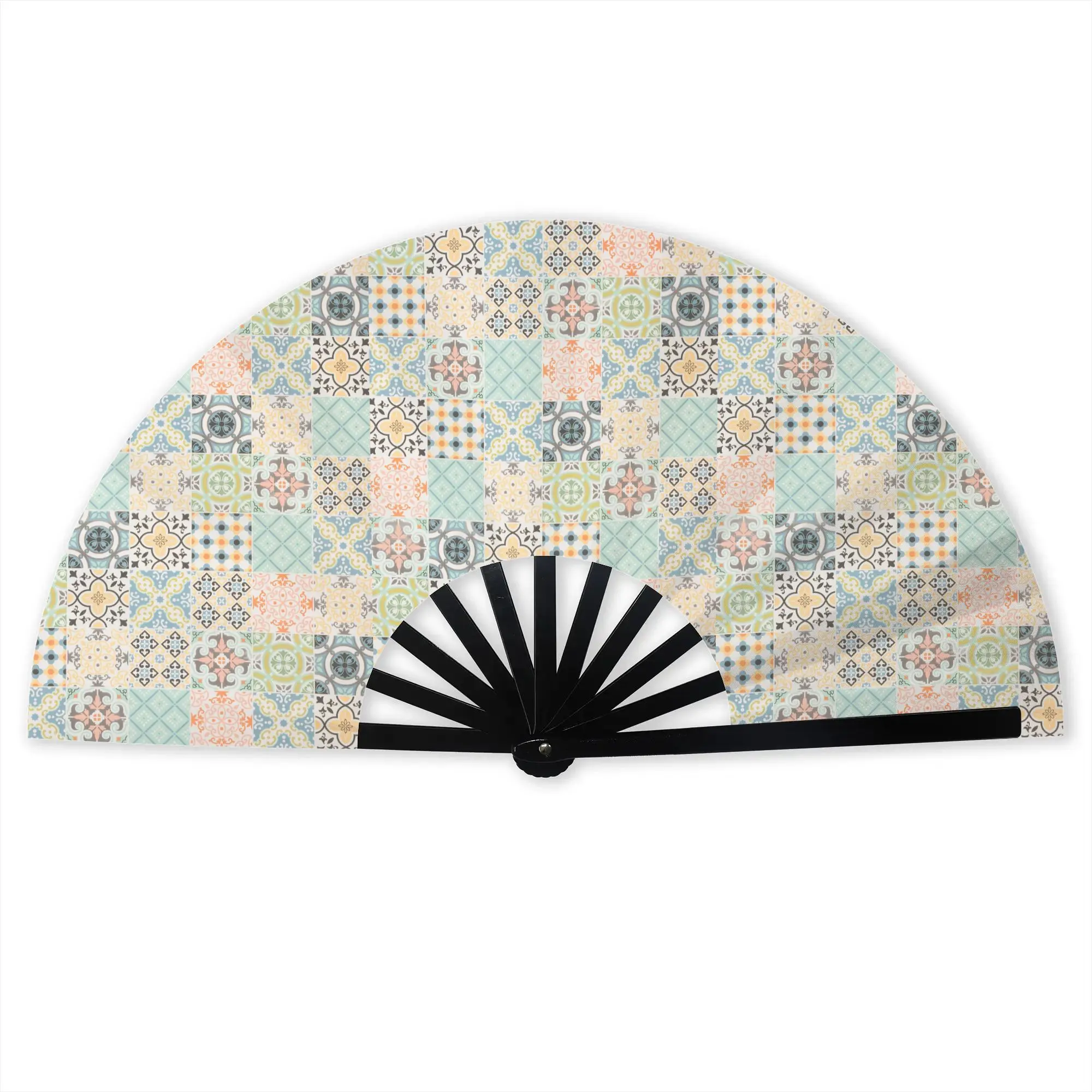 Customized Bohemian Wallpaper Portable Pocket Fan Camping  Polyester Folding Fan Chinese Dance Handheld Cooling Fans