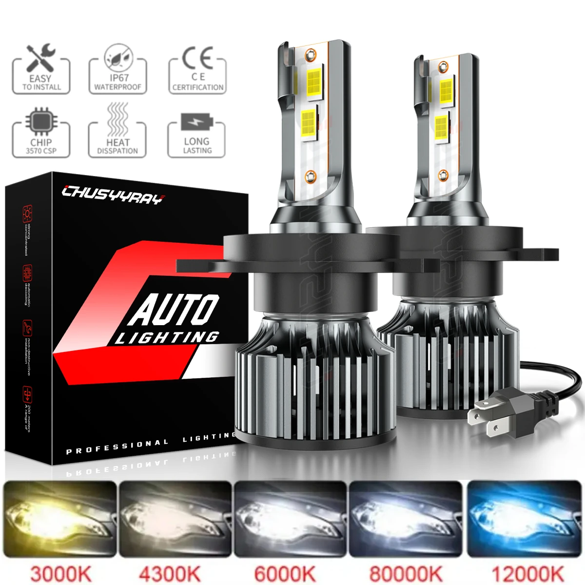 

2x H4 9003 HB2 LED Headlight Bulbs 12V 24W 20000LM 6500K Super Bright 3570 CSP Canbus No Error High/Lower Beam DRL Bulbs Kits