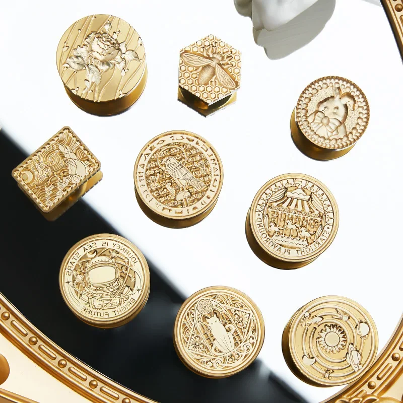 الرجعية الشمع ختم ختم استبدال النحاس رئيس تاج الحب المحيط القط النفط القمر اللوحة Vintage المغلف هواية أداة Craft بها بنفسك الديكور الحرفية #3