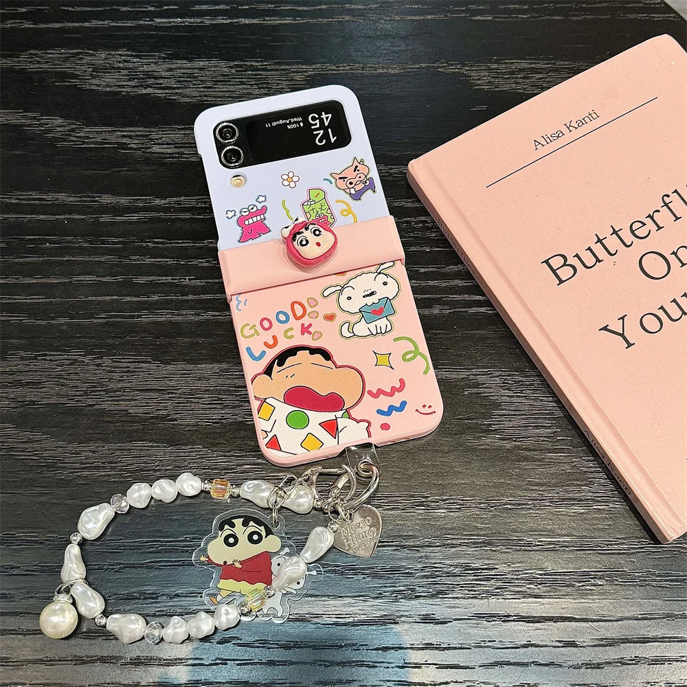Zabawne etui na telefon z motywem Shin Chan dla Samsung Galaxy Z Flip 7 Flip 6 7 FE Flip 5 Flip 8, koreański modny pokrowiec ochronny w stylu INS. — zdjęcie produktu 3